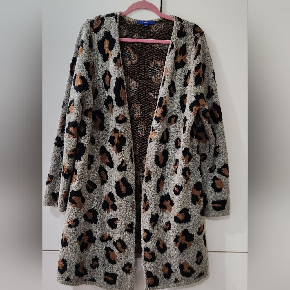 Apt. 9 Gray and Brown Leopard Teddy Jacket